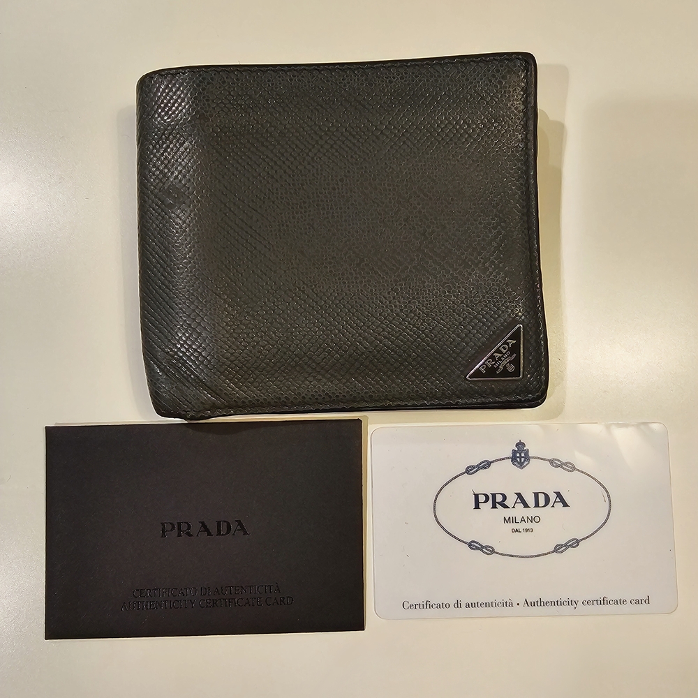 Prada Men's Anthracite Saffiano Leather Bifold Wallet - Picture 2 of 15